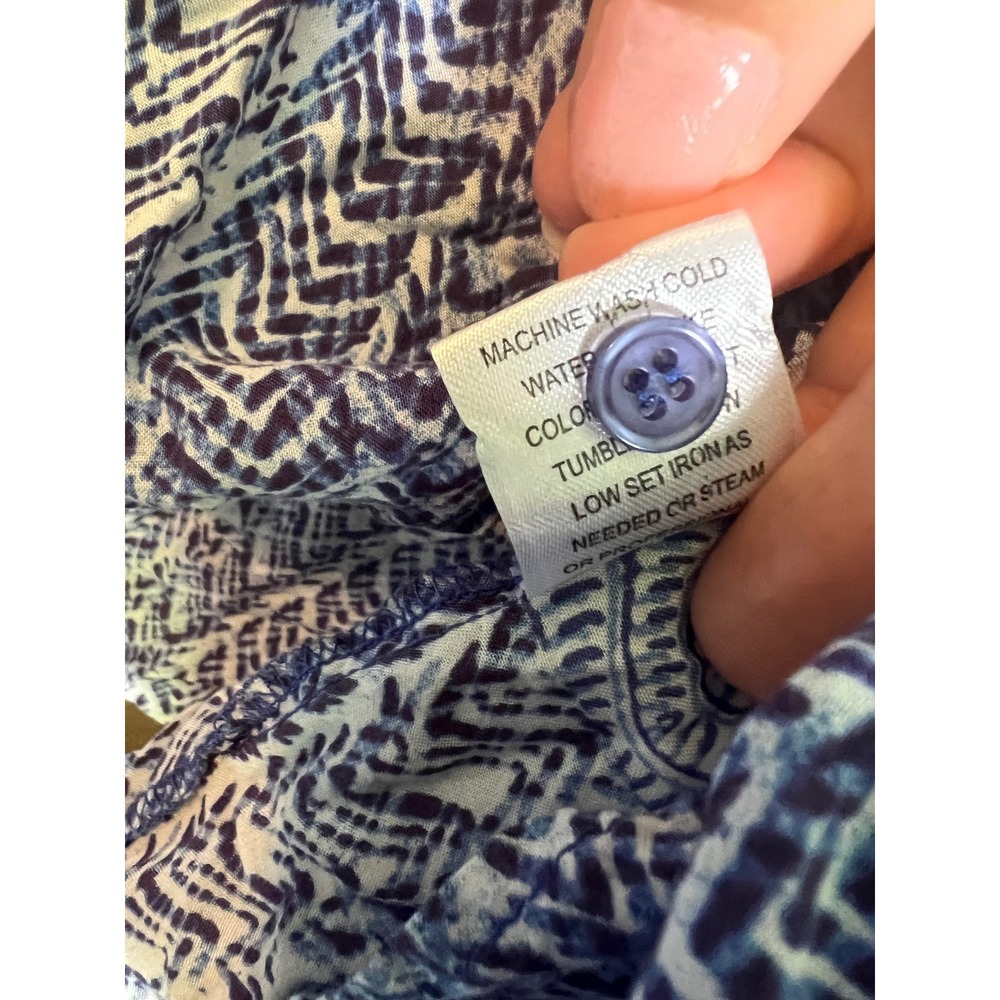 Grand & Greene Womens Blue Geometric Ikat Print V-Neck Rayon Tunic Top Large - Picture 7 of 9